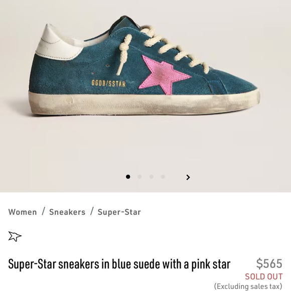 GOLDEN GOOSE Super-Star sneakers in blue suede with a pink star, size 38 - Picture 6 of 8